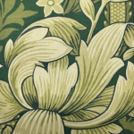  William Morris Merton BH2102F_GREEN Dusty green with mossy and soft cream-beige foliage.