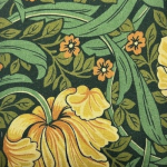  William Morris Pimpernel BH2106F_GREEN_GOLD A deep forest green base with sage green ribbons and mossy foliage,...