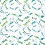 Matthew Williamson Dragonfly Dance Fabric F6630-01 Greens, Turquoise and white
