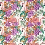 Matthew Williamson Flamingo Club Fabric F6790-03 Ivory/Fuchsia/Coral/Grass