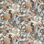 Osborne & Little Fantasque Fabric F6860-02 Terracotta/Rust/Cacao