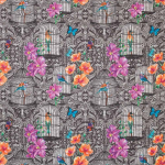 Matthew Williamson Orangery Fabric  F7122-01 Black/Fuchsia/Orange