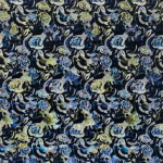 Osborne & Little Cosimo fabric F7182-02 Ink/Royal Blue/Chartreuse