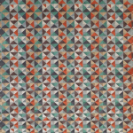 Osborne & Little Velatura Fabric F7183-02 Coral/Aqua/Steel