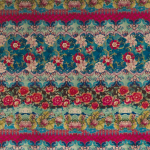 Osborne & Little Torcello Fabric F7185-01 Raspberry/Peacock/Mint