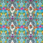 Matthew Williamson Talavera Fabric F7242-01 Persian blue and turquoise on a stone background