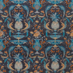 Matthew Williamson La Fuente Fabrics F7248-02 Smoke/Persian Blue/Ginger