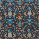 Matthew Williamson La Fuente Fabrics F7248-02 Smoke/Persian Blue/Ginger