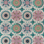 Osborne & Little Temara Fabric F7270-04 Navy/Teal/Moss