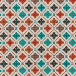 Osborne & Little Tarbouche fabric F7273-01 Stone/Peacock/Mandarin