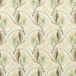 Nina Campbell Fontibre Fabric NCF4195-04 Chocolate/Eucalyptus/Ochre