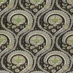 Nina Campbell Les Indiennes Fabrics NCF4330-04 green, white and taupe on a black background