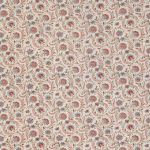 Nina Campbell Baville Fabrics NCF4331-01 red, teal and taupe on a white background