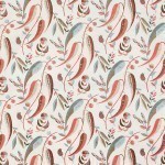 Nina Campbell Colbert Fabric  NCF4334-01 coral and aqua on a white background