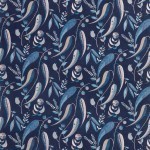 Nina Campbell Colbert Fabric  NCF4334-05 blue and taupe on a white background