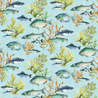 Osborne & Little Underwater Fish Print Fabric- Laghetto Outdoor 0.45 yd  F7444-01